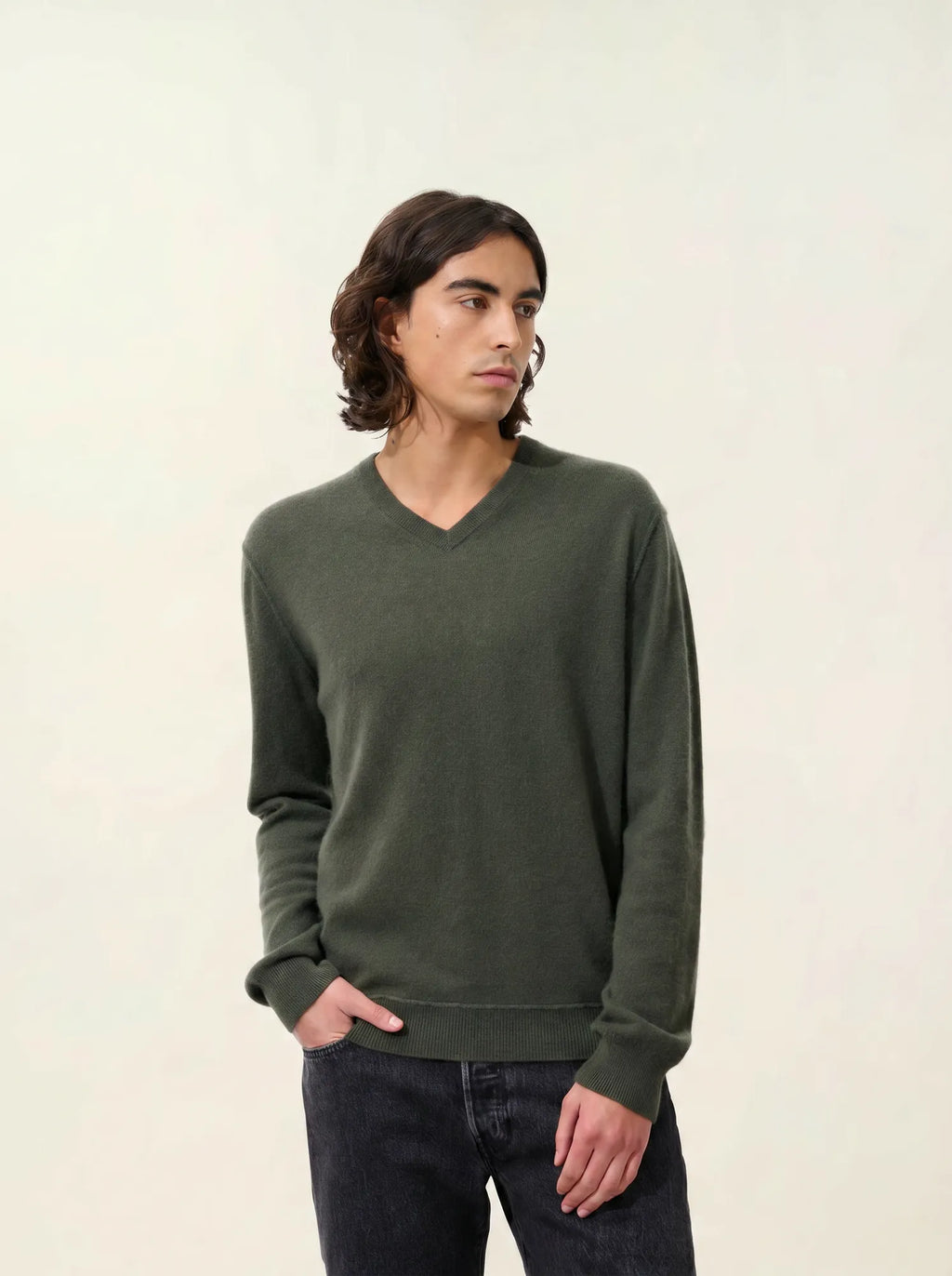 TIMEO pullover v-ausschnitt khaki