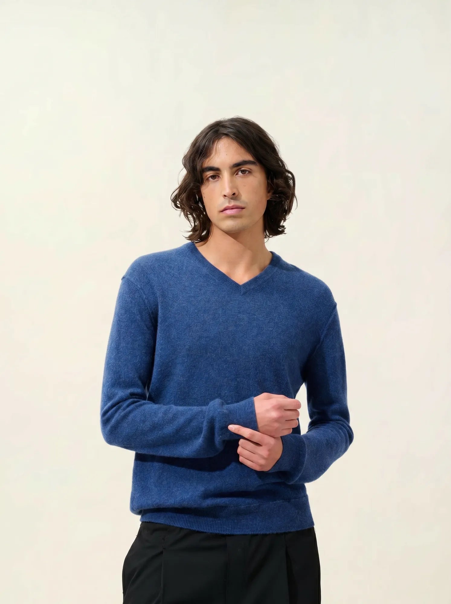 TIMEO pullover v-ausschnitt océan meliert