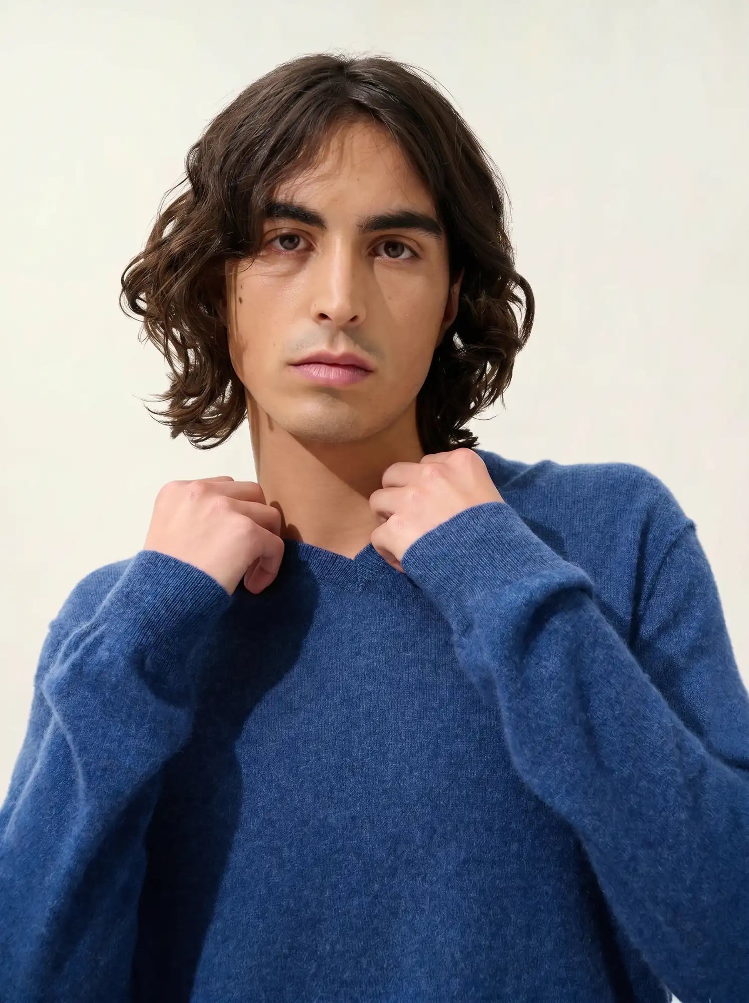 TIMEO pullover v-ausschnitt océan meliert