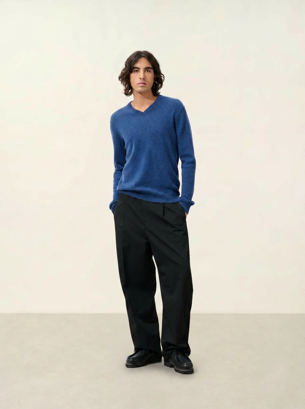 TIMEO sweater v-neck heather ocean