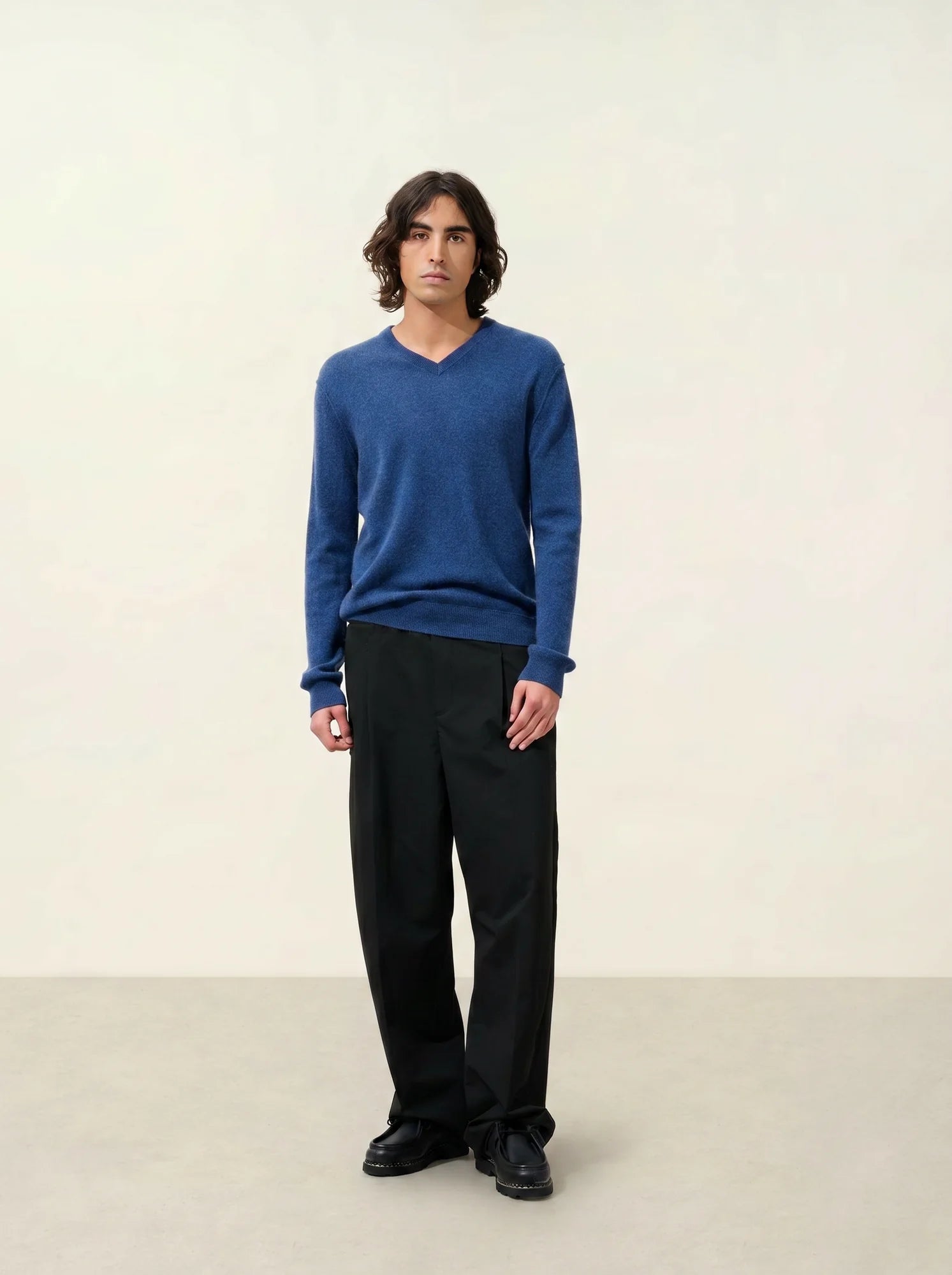TIMEO sweater v-neck heather ocean
