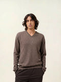TIMEO Pullover V-Ausschnitt Taupe meliert