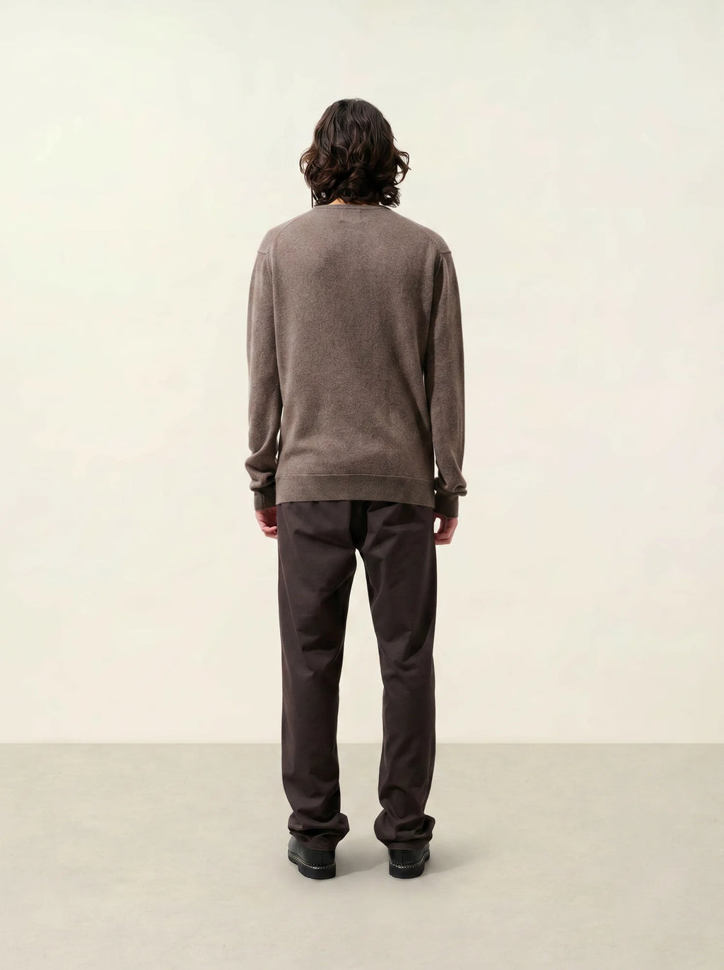 TIMEO Pullover V-Ausschnitt Taupe meliert
