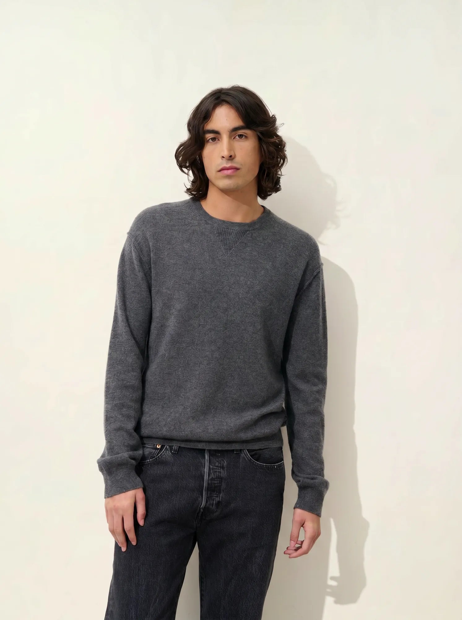 NOLAN sweater crew neck heather charcoal