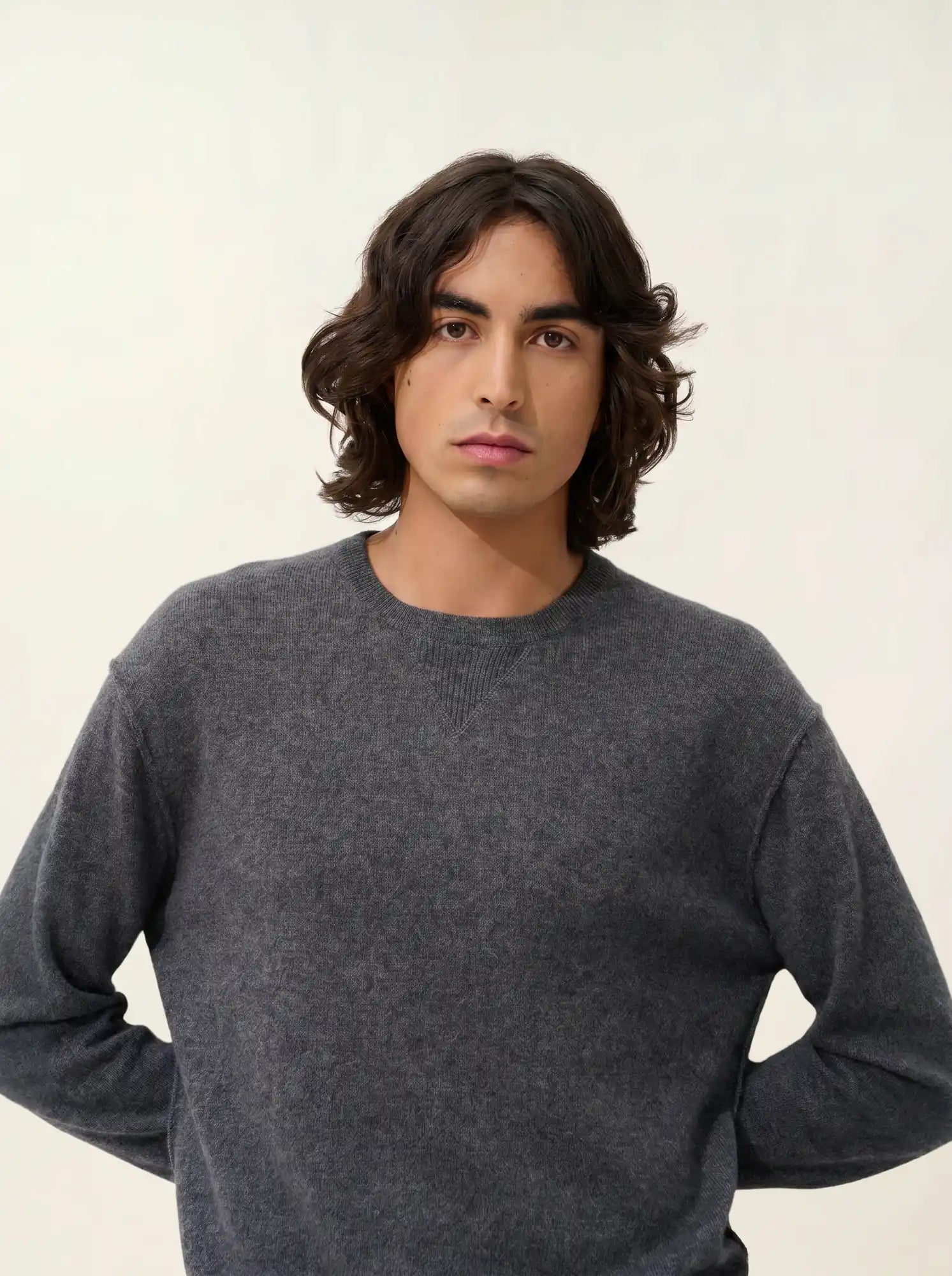 NOLAN sweater crew neck heather charcoal