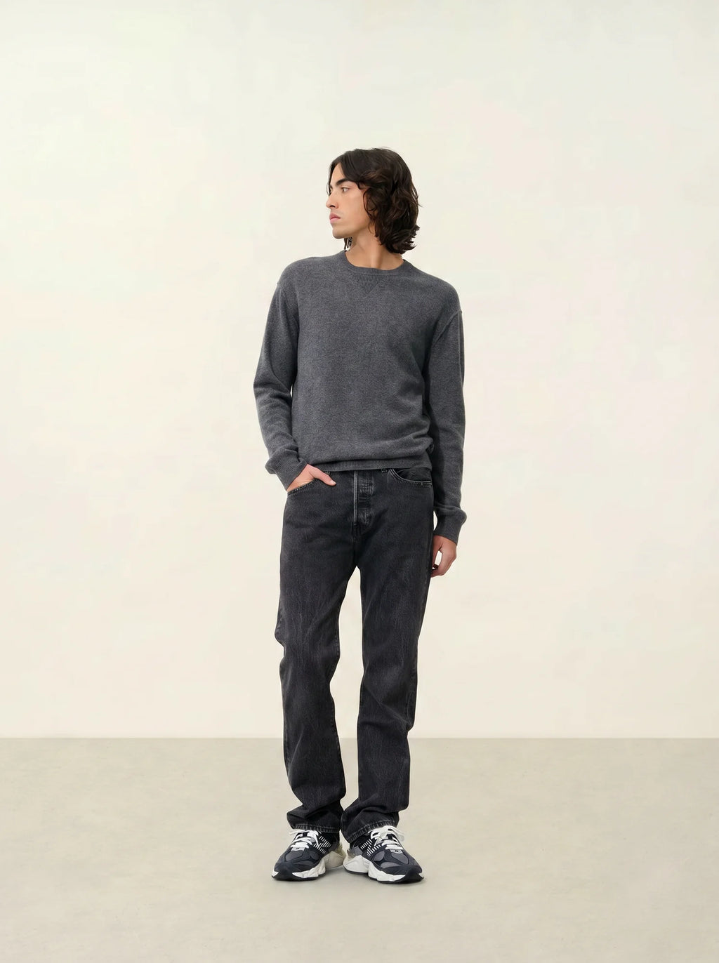 NOLAN sweater crew neck heather charcoal