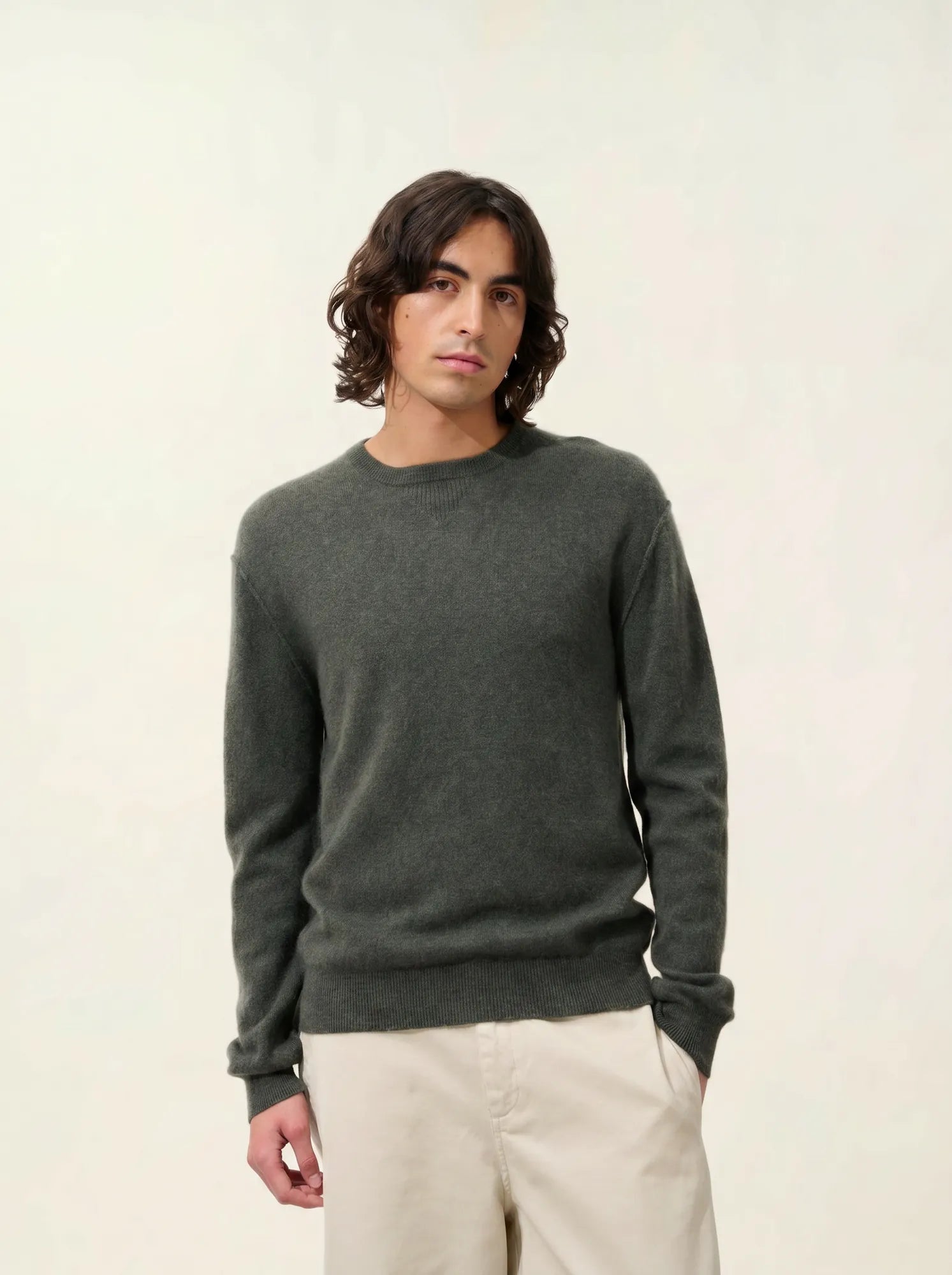 NOLAN pullover rundhalsausschnitt khaki meliert