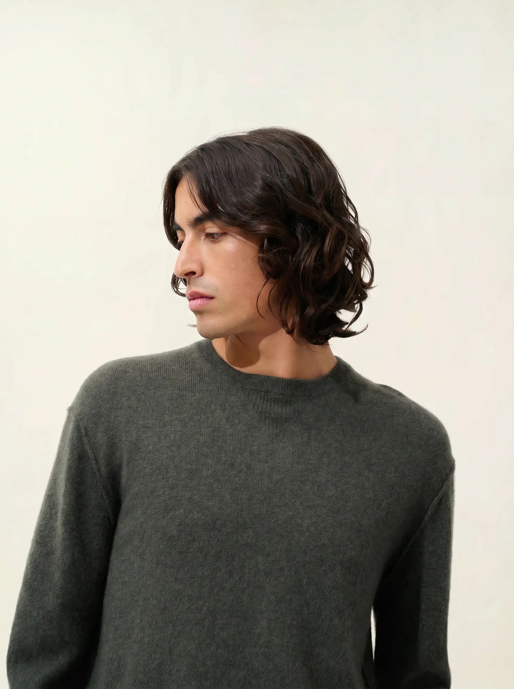NOLAN pullover rundhalsausschnitt khaki meliert