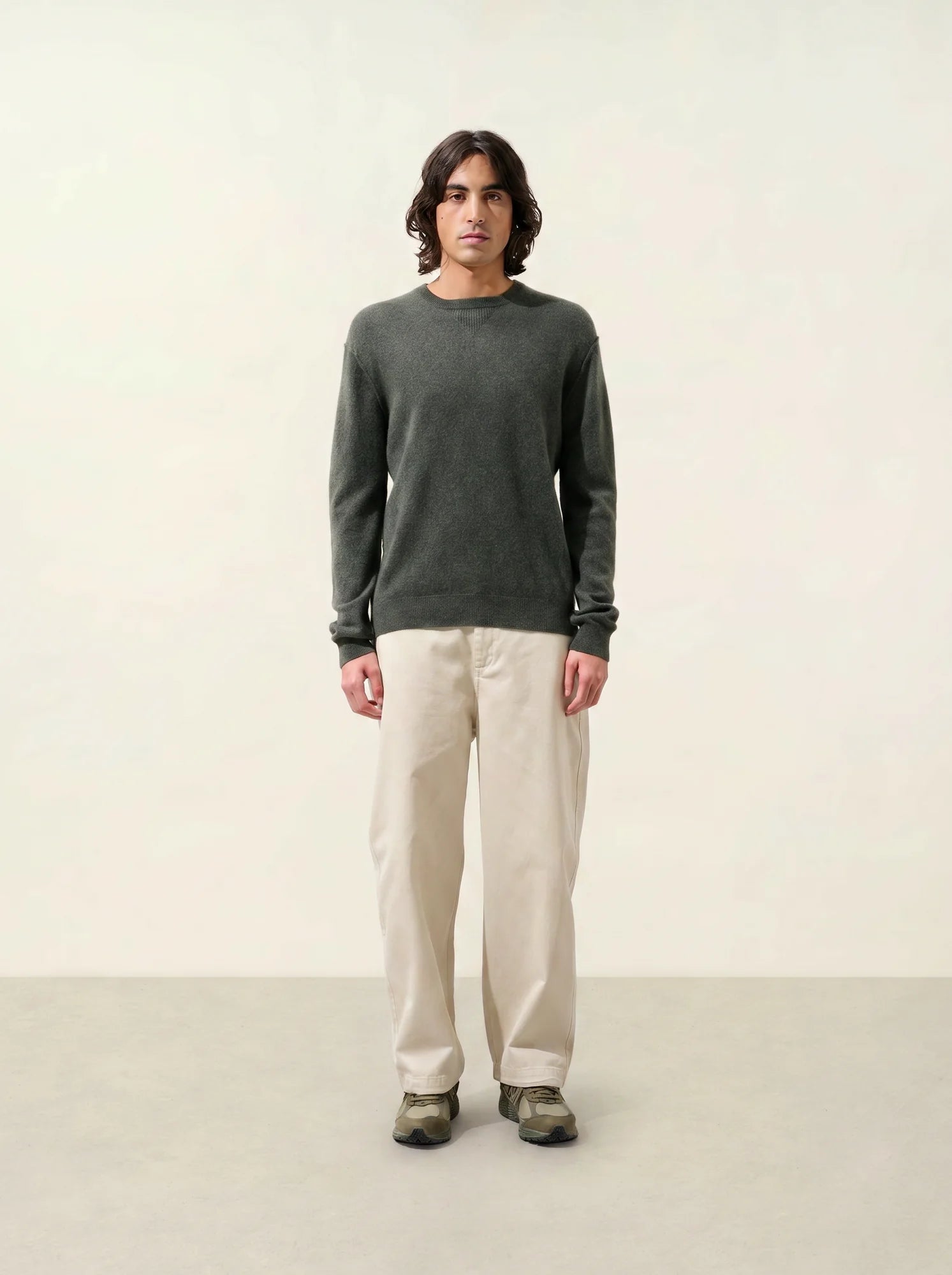 NOLAN pullover rundhalsausschnitt khaki meliert