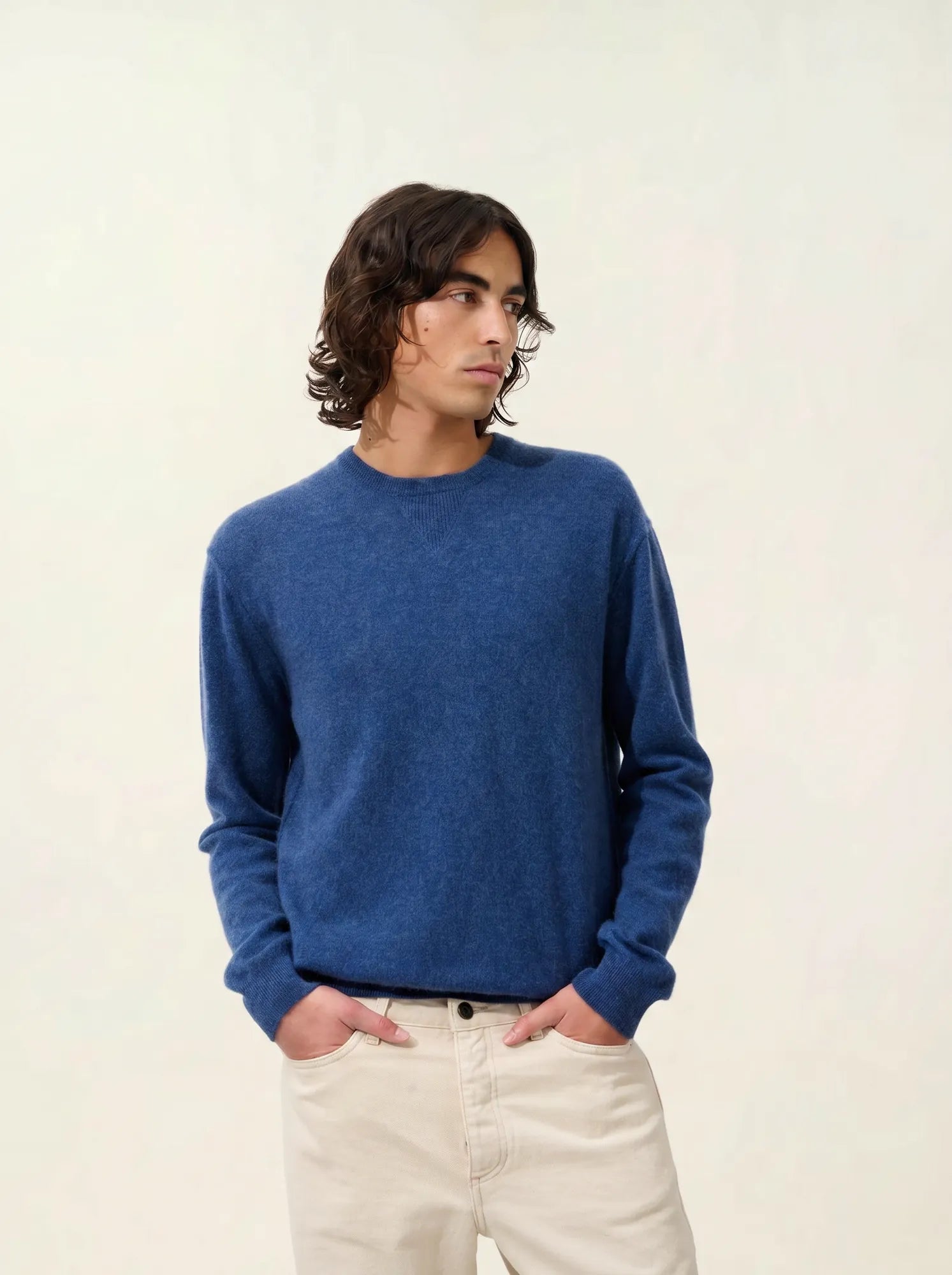 NOLAN pull col rond océan chiné