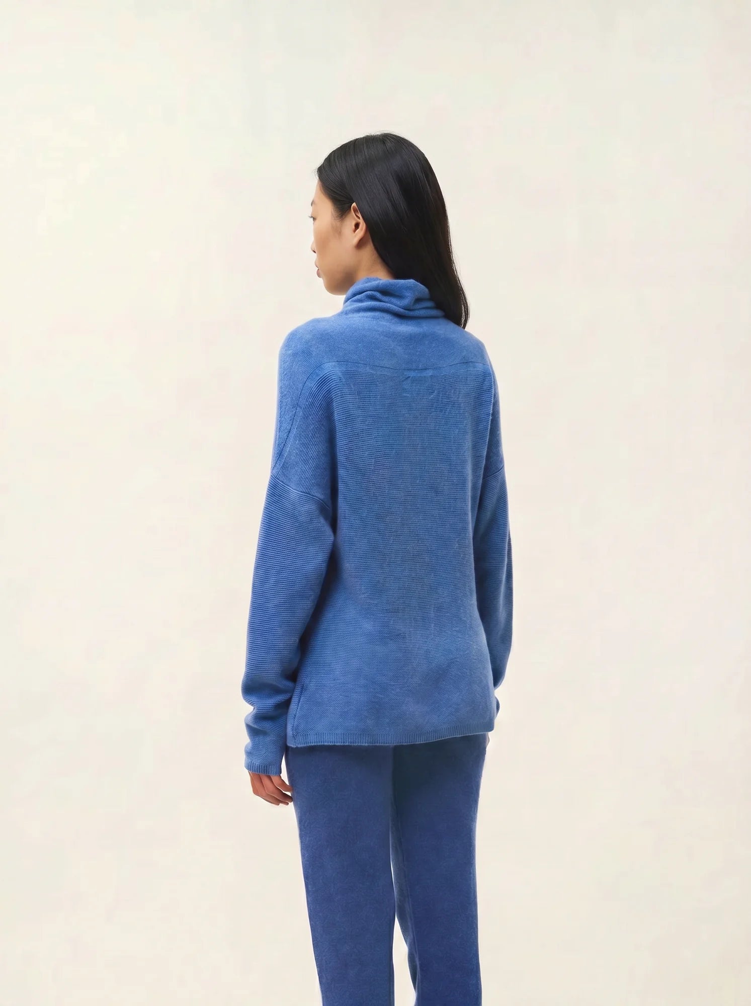 COLLIN pull col roulé bleu denim