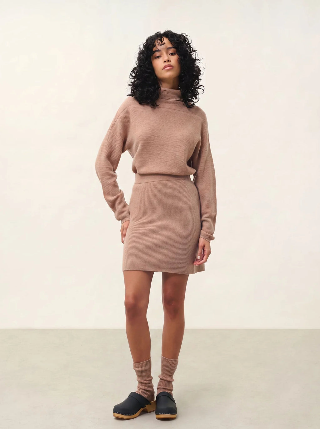 COLLIN pull col roulé camel chiné