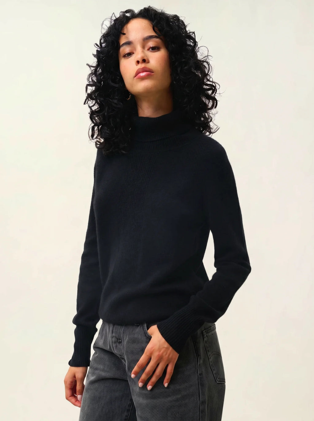 DOLCE pull col roulé noir