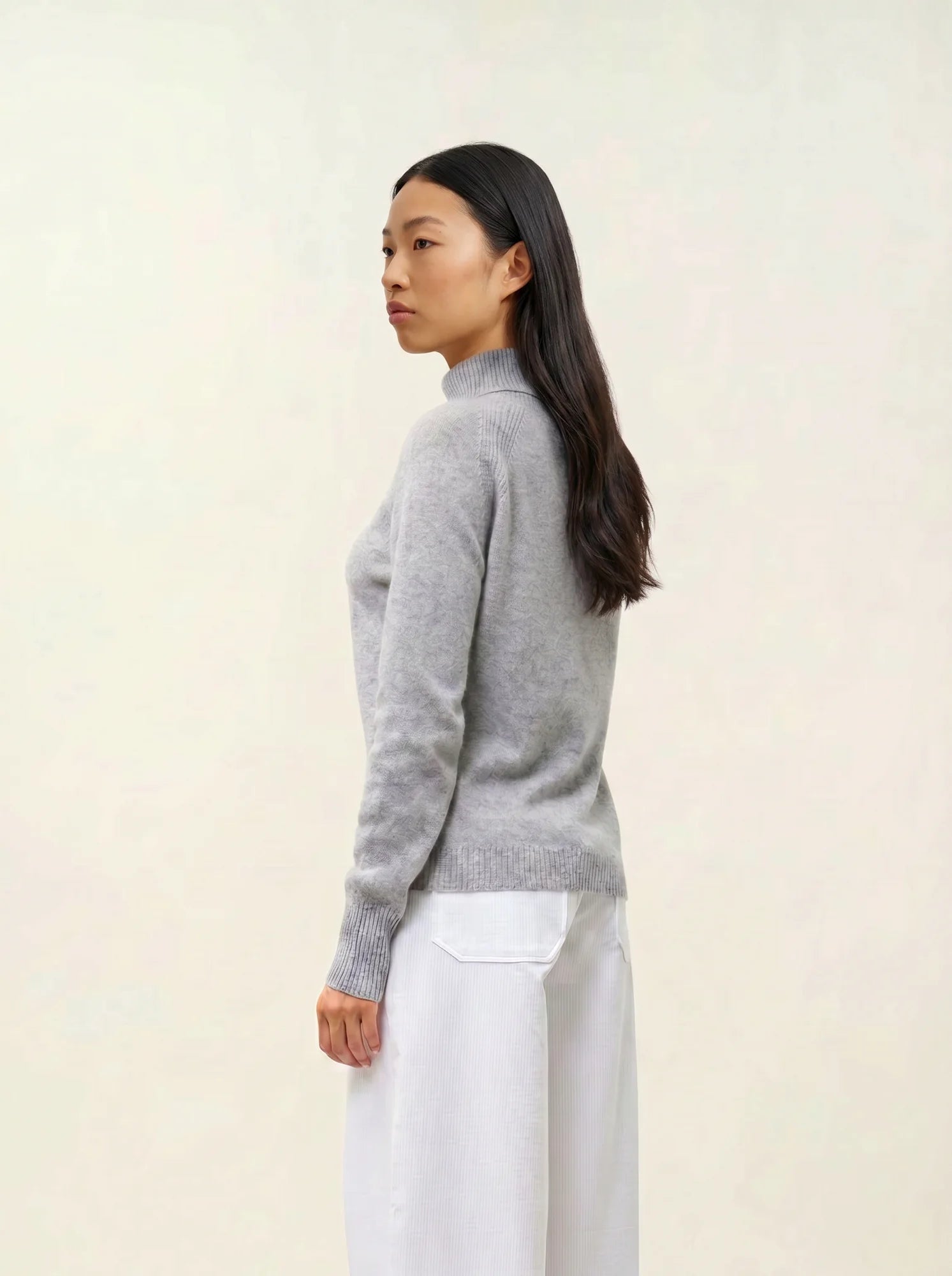 DOLCE pull col roulé nuage chiné