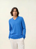 VICTOR sweater v-neck 4 ply electric blue