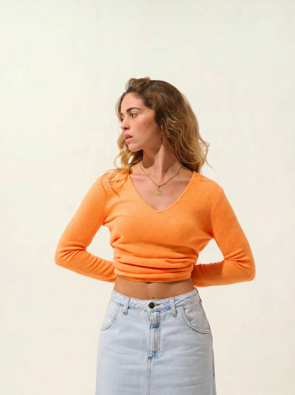 GALISE Pullover V-Ausschnitt Neonmandarine