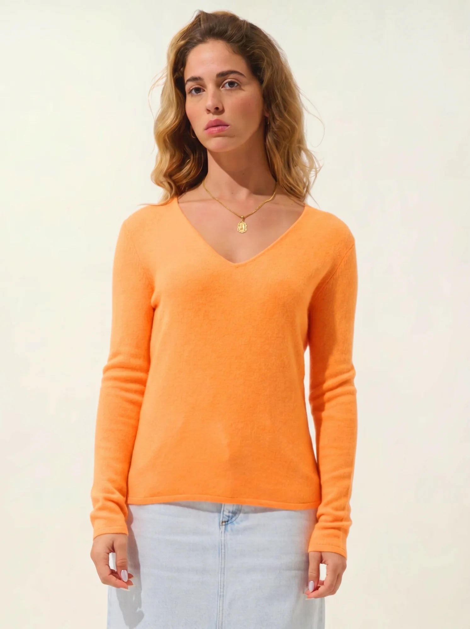 GALISE Pullover V-Ausschnitt Neonmandarine