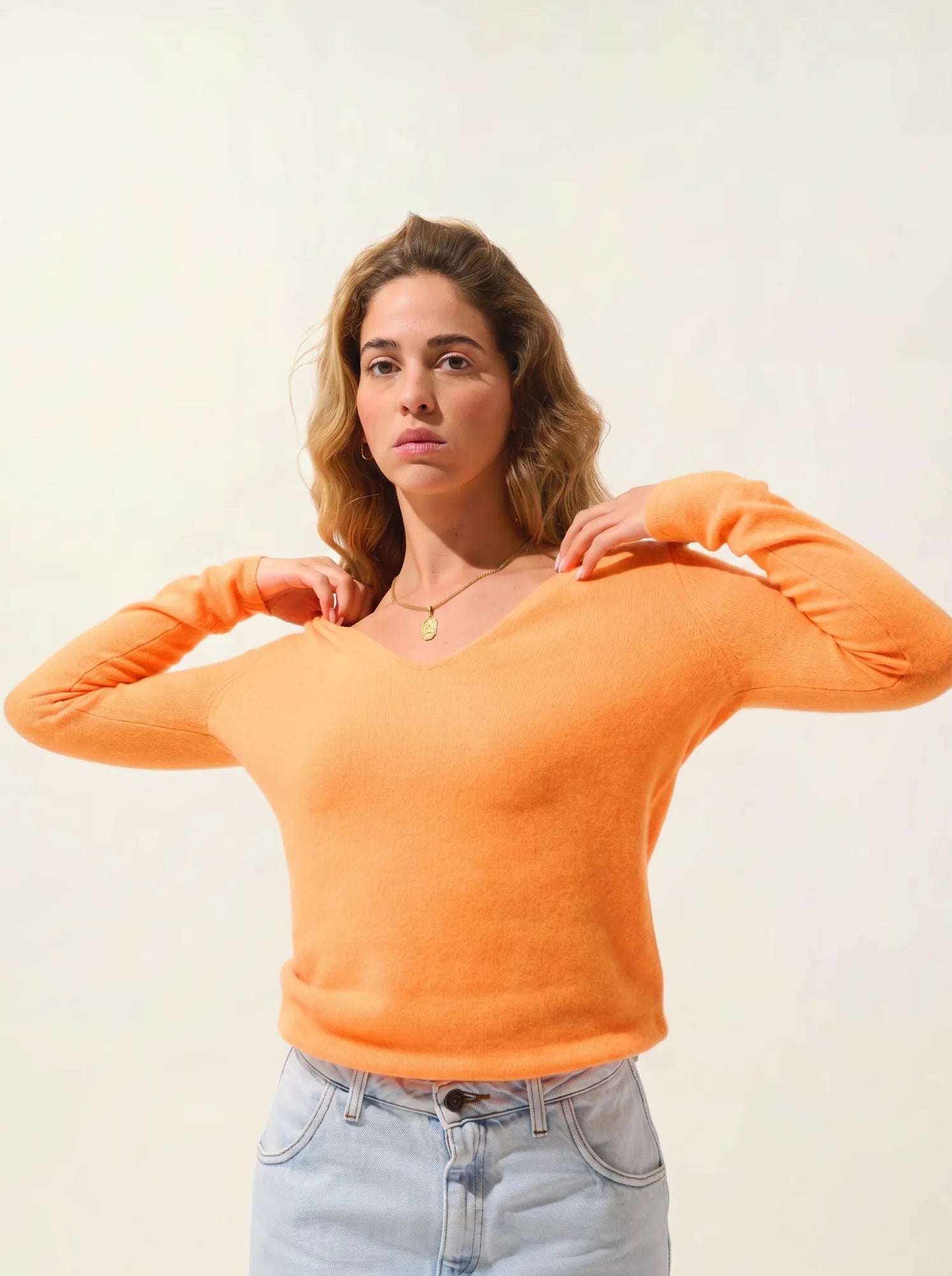 GALISE Pullover V-Ausschnitt Neonmandarine