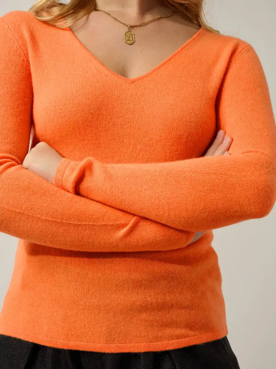 GALISE pullover v-ausschnitt orange neon