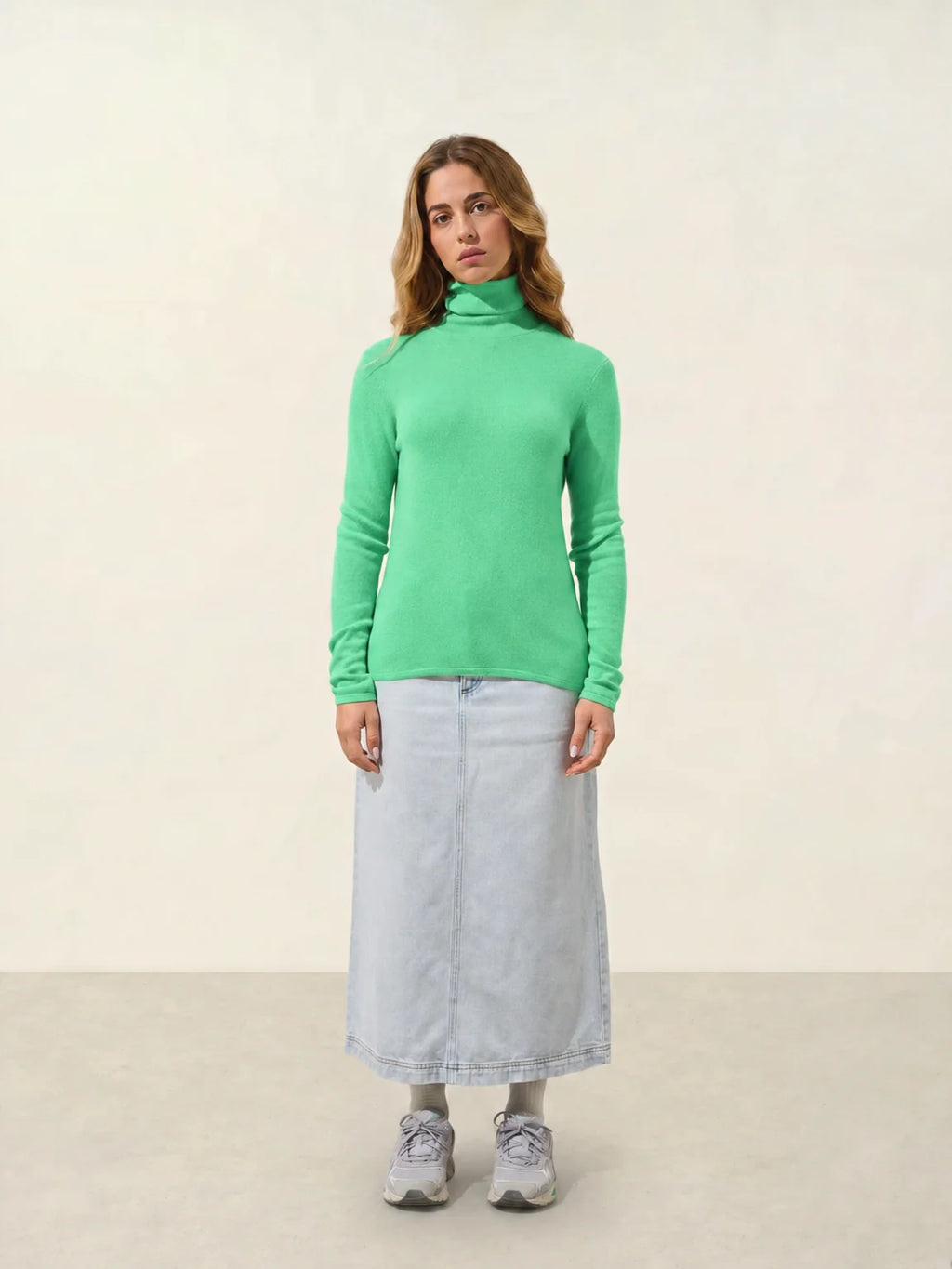 BISE Pull Col Roulé Vert Fluo