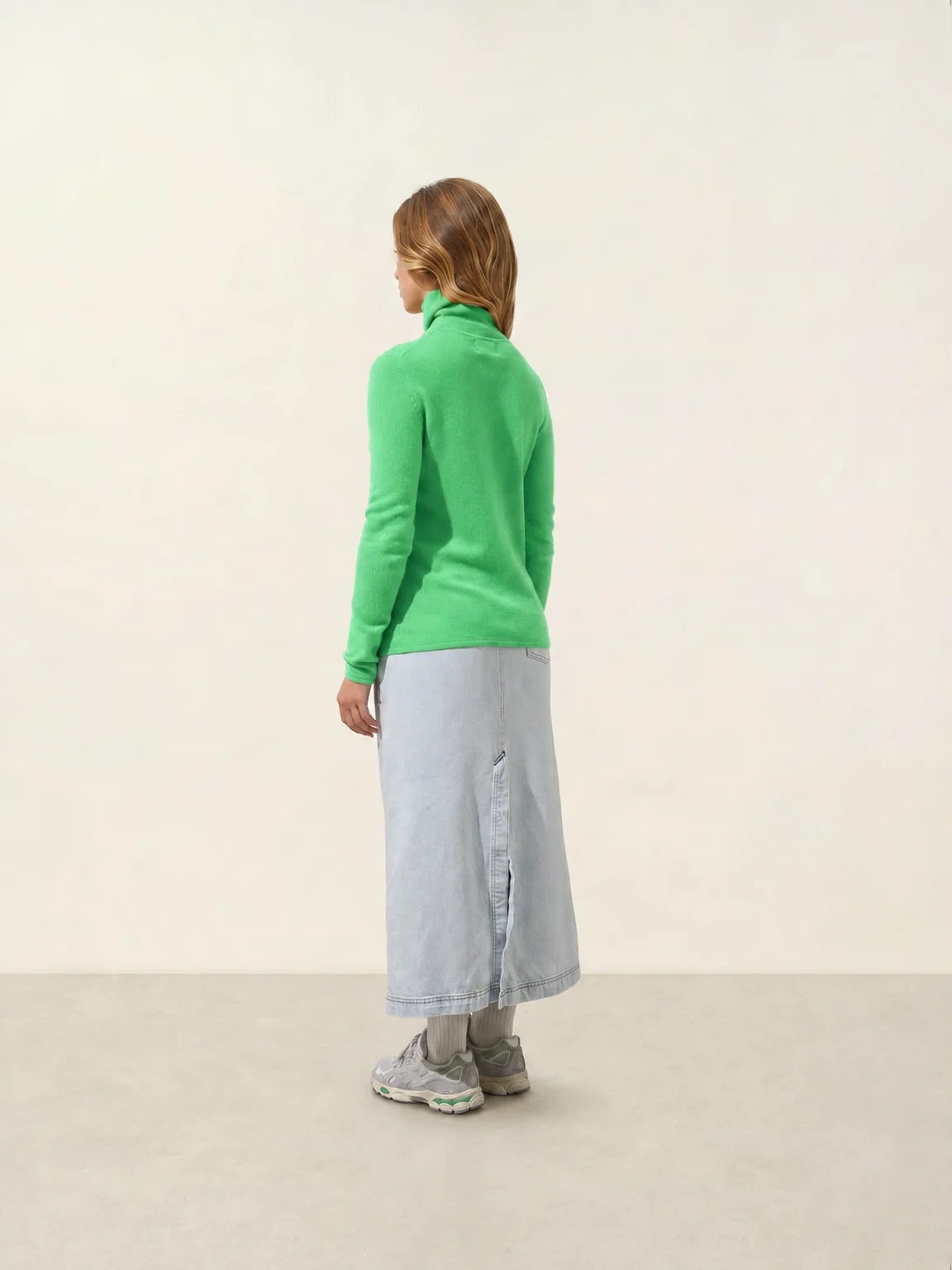 BISE Pull Col Roulé Vert Fluo