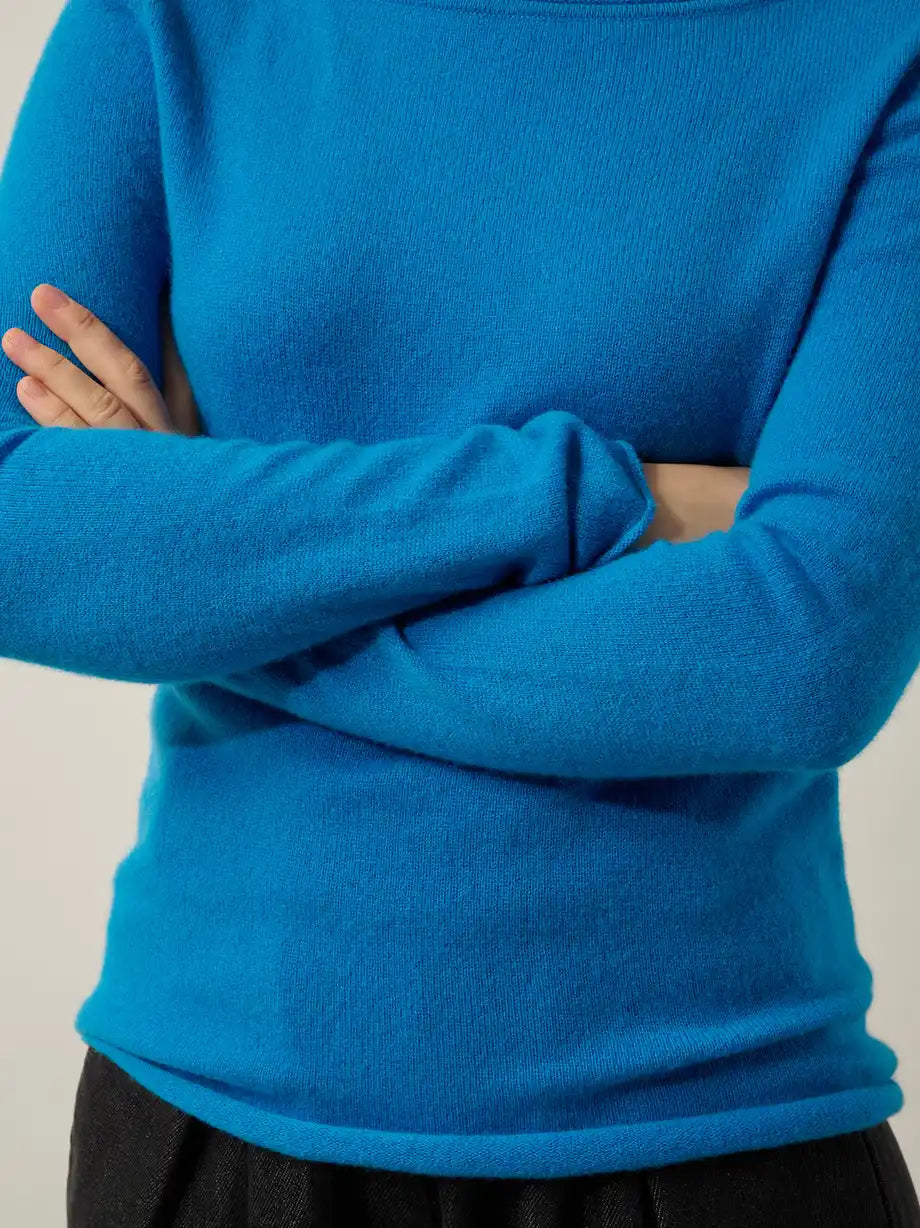 CRIOU Pullover U-Boot-Ausschnitt Azurblau