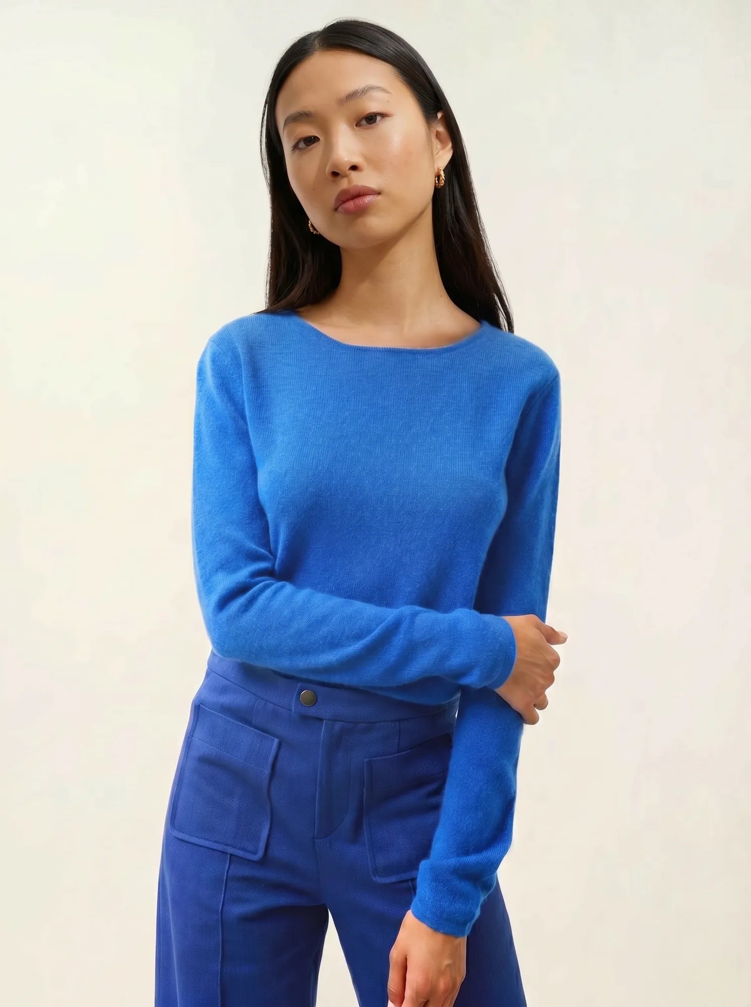 EPÉNA pull col rond bleu électrique