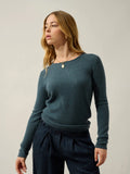 EPÉNA pull col rond vert canard chiné