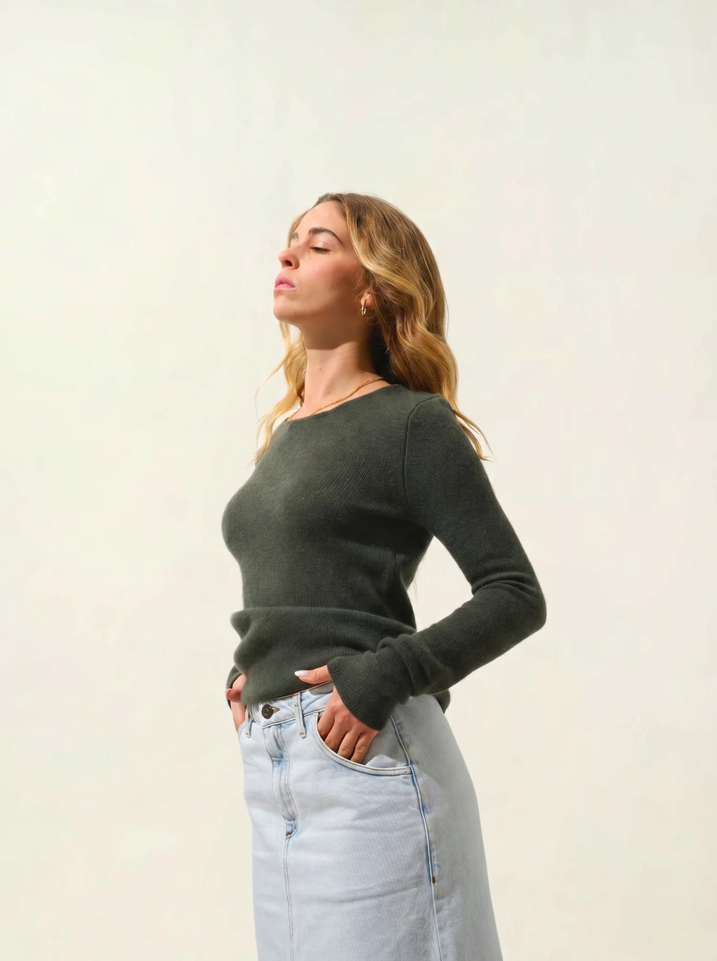 IVY sweater crew neck 4 ply khaki