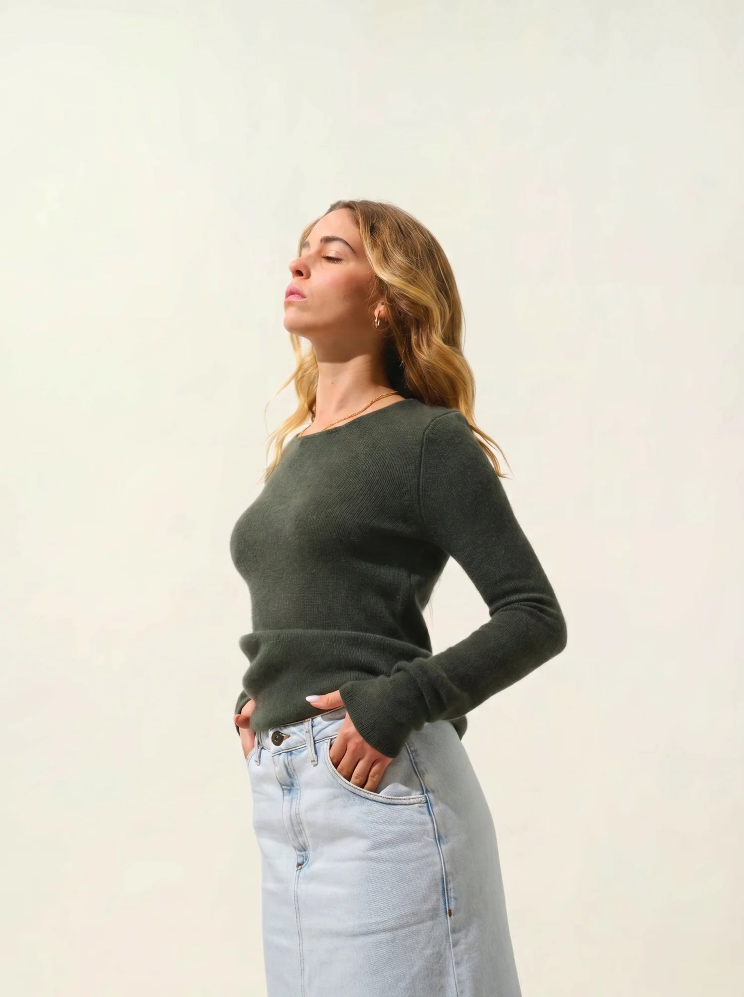 IVY pullover rundhalsausschnitt 4-fädig khaki