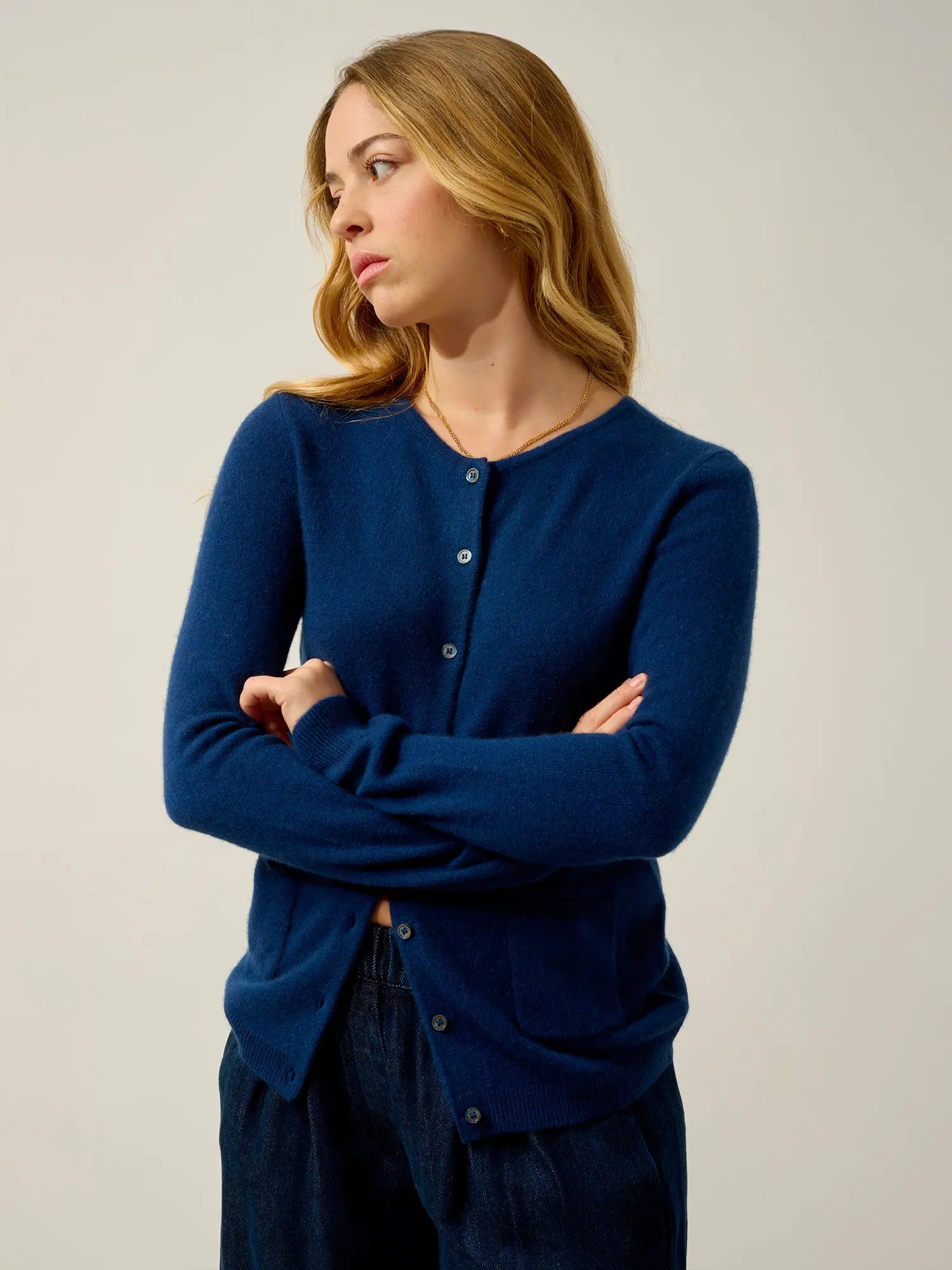 CARON cardigan col rond minuit