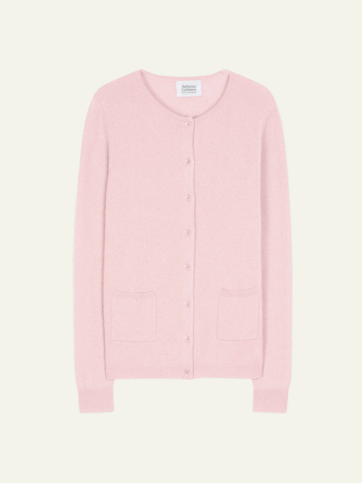 CARON Strickjacke Rundhalsausschnitt Puderrosa