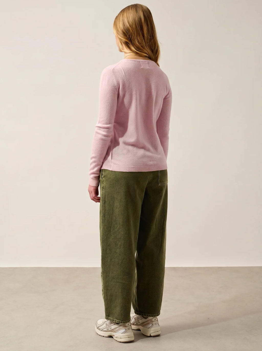 CARON Strickjacke Rundhalsausschnitt Puderrosa