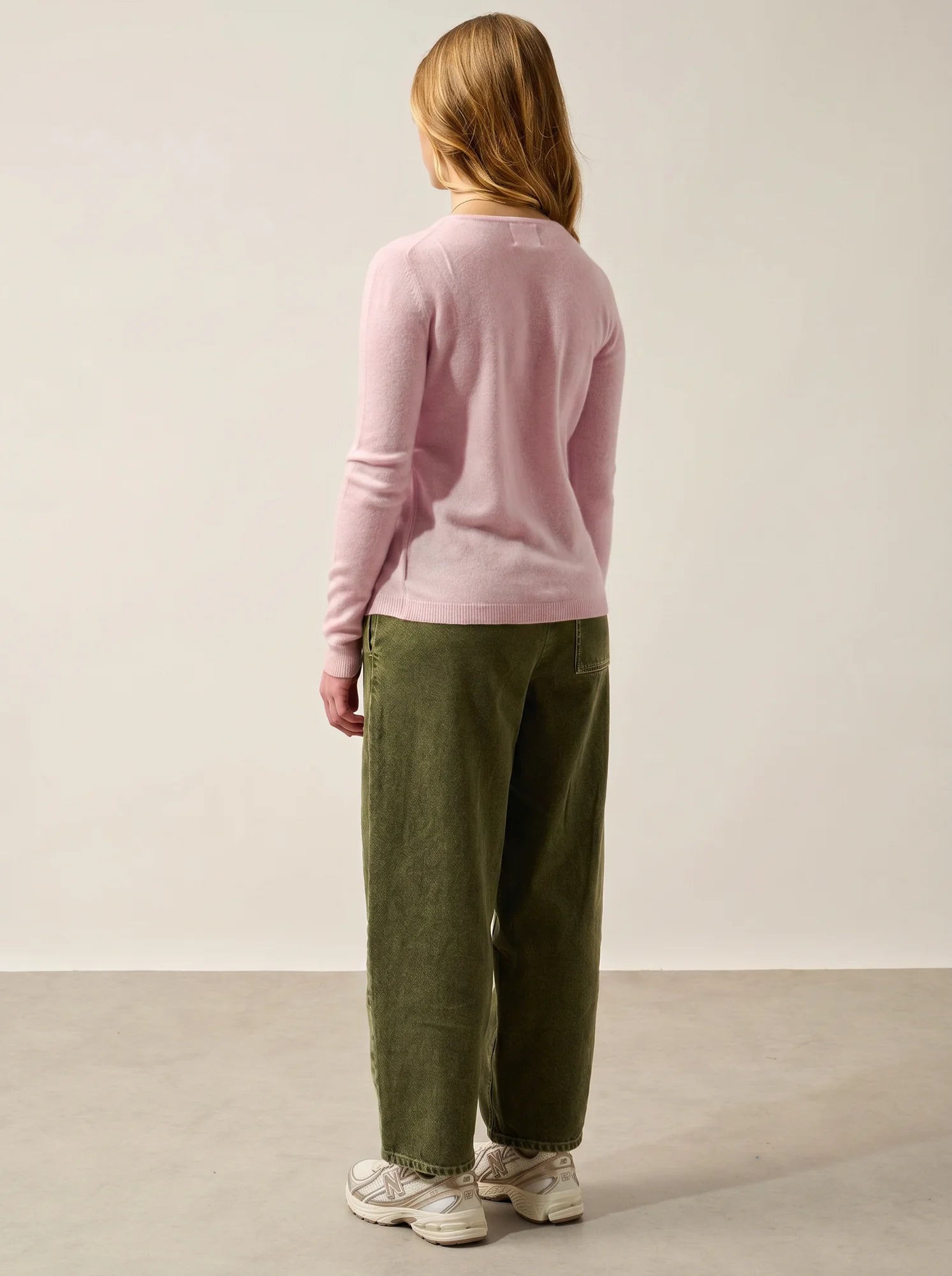 CARON Strickjacke Rundhalsausschnitt Puderrosa