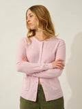 CARON Strickjacke Rundhalsausschnitt Puderrosa