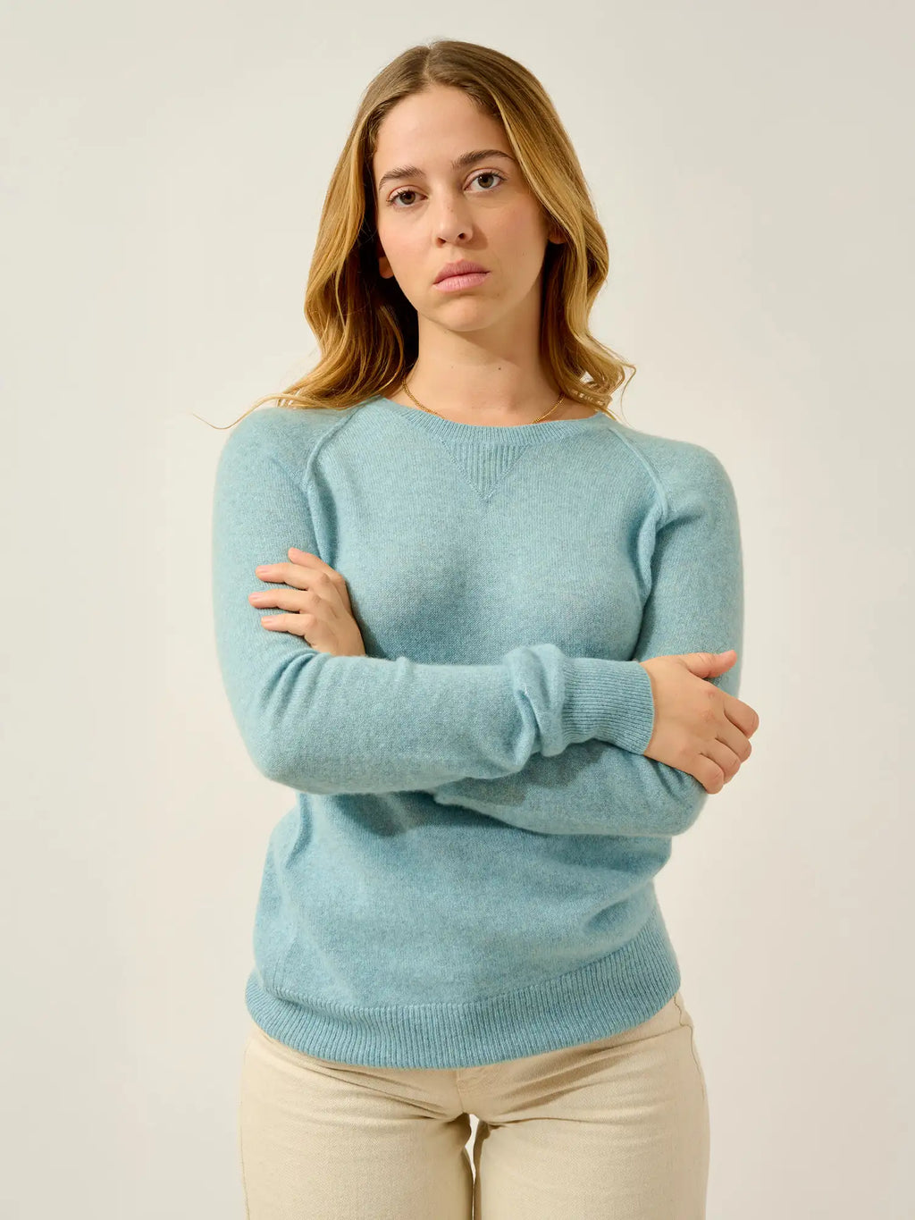 ETRET Sweater Crew Neck Heather Aqua