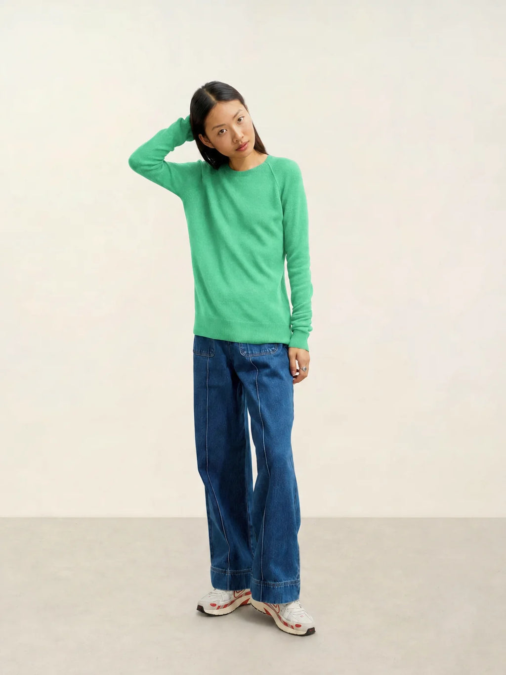 ETRET pull col rond vert fluo