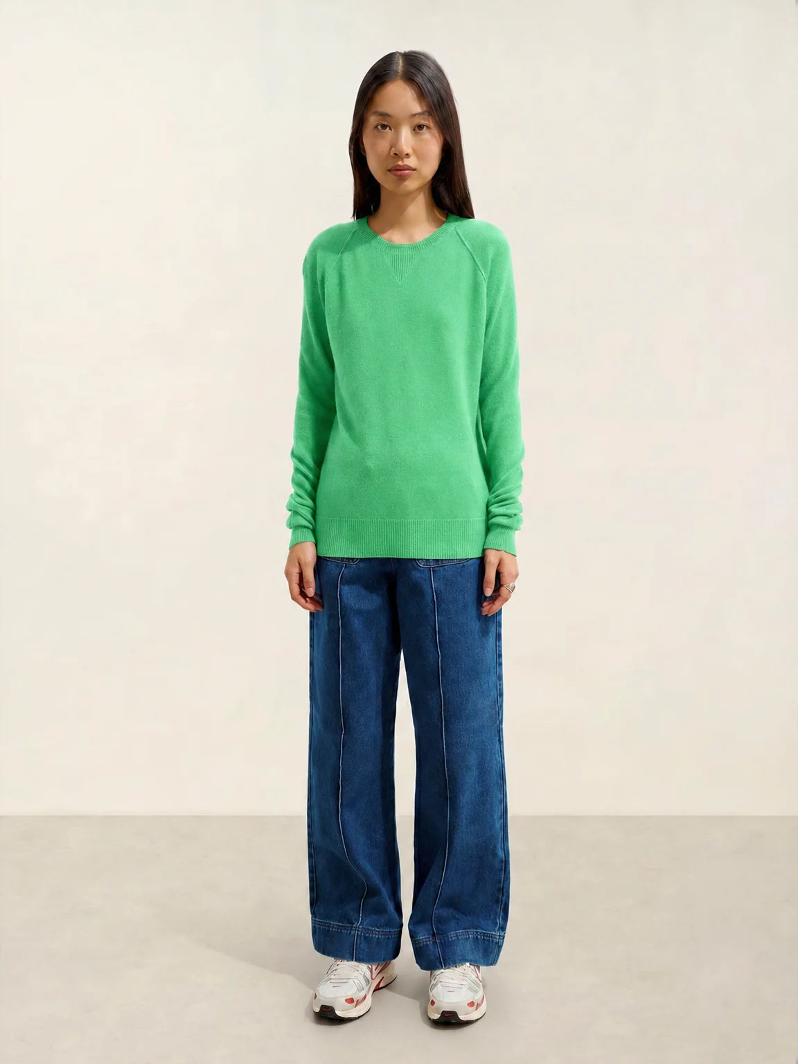 ETRET pull col rond vert fluo