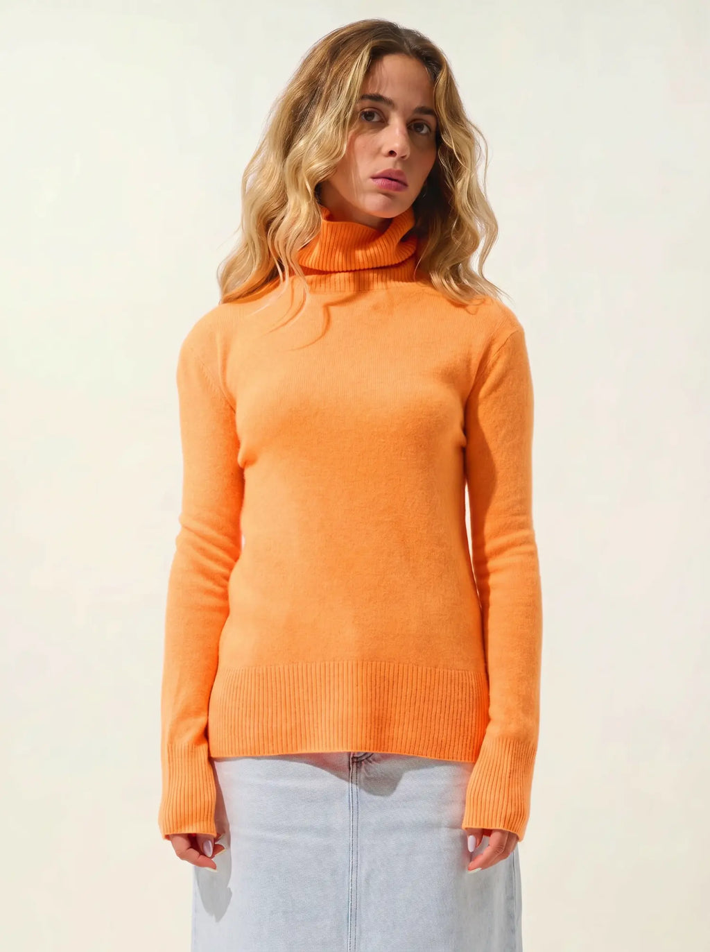 FORNET Pullover Rollkragen Neonmandarine