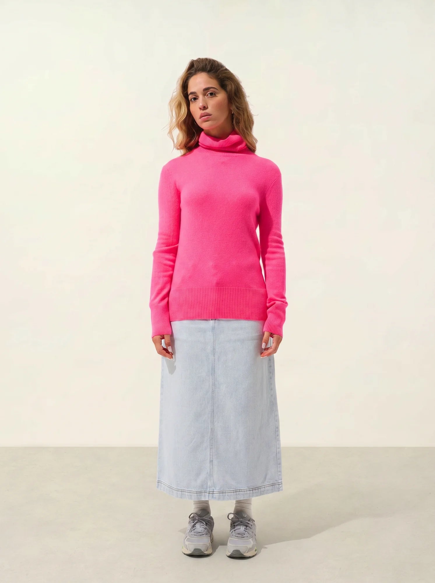 FORNET Pullover Rollkragen Neonrosa