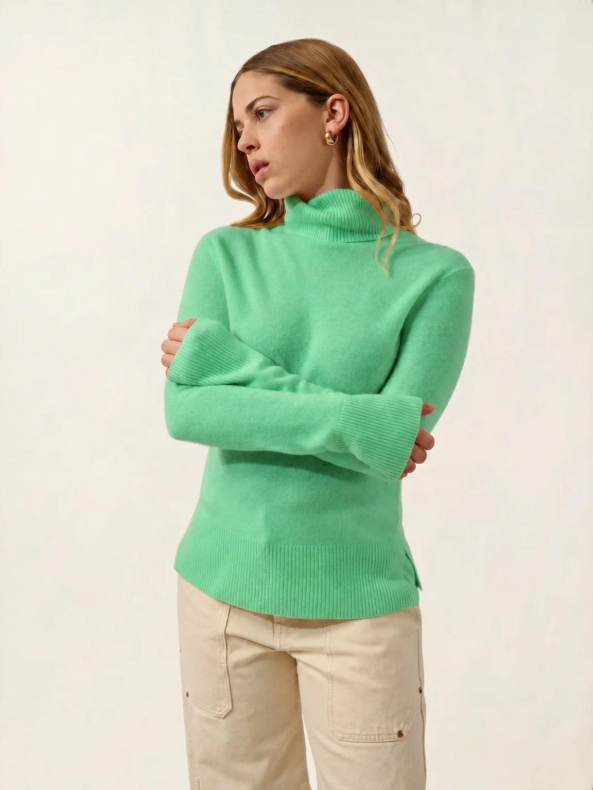FORNET Pullover Rollkragen Neongrün