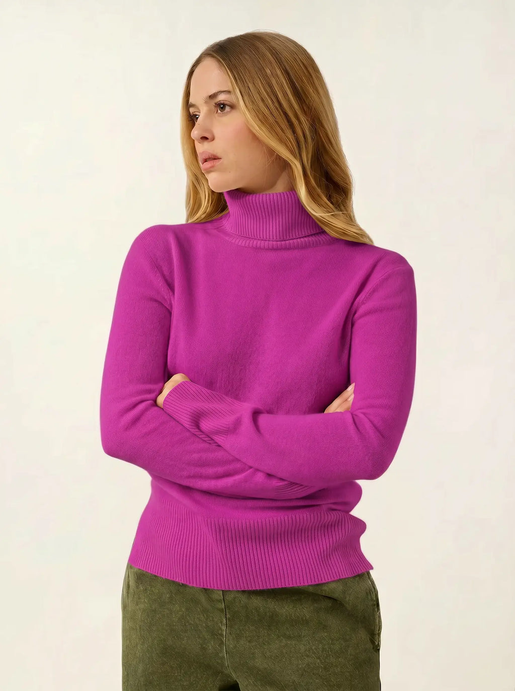 FORNET Pullover Rollkragen Neonviolett