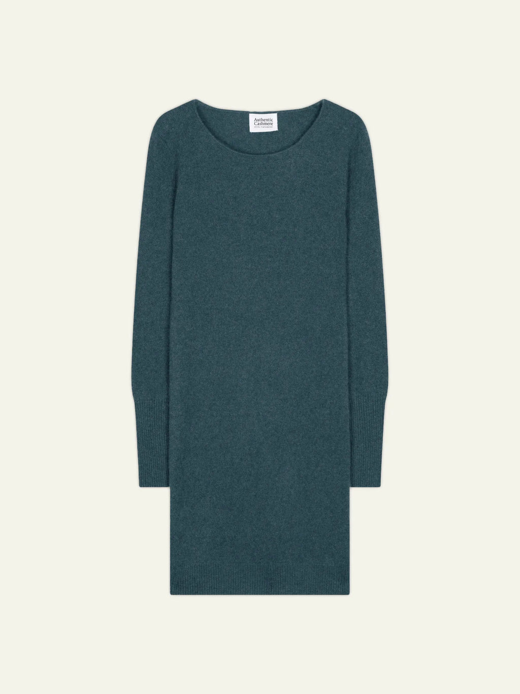 ARMET robe col rond vert canard chiné