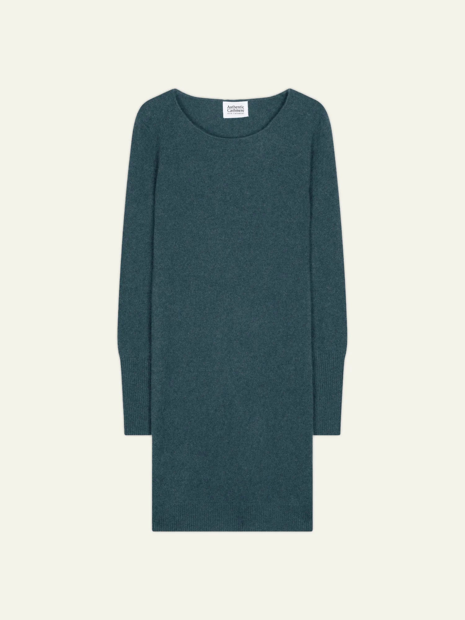 ARMET robe col rond vert canard chiné