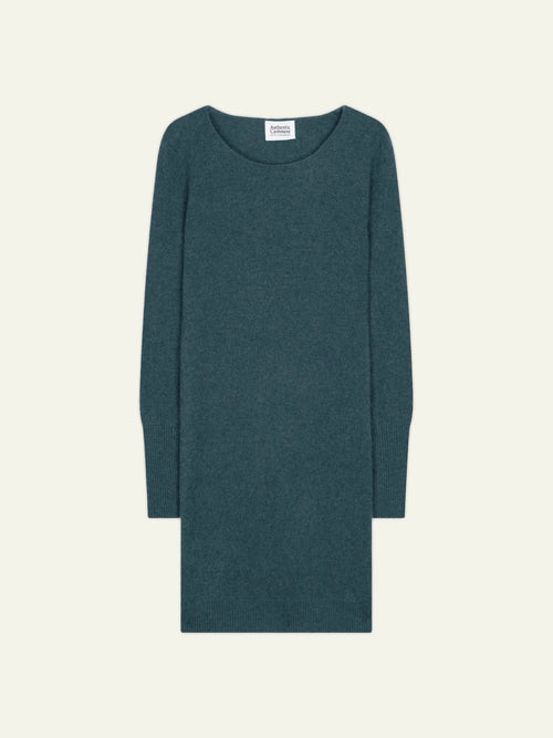 ARMET Robe Col Rond Vert Canard Chiné