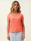 KALI t-shirt v-neck neon orange