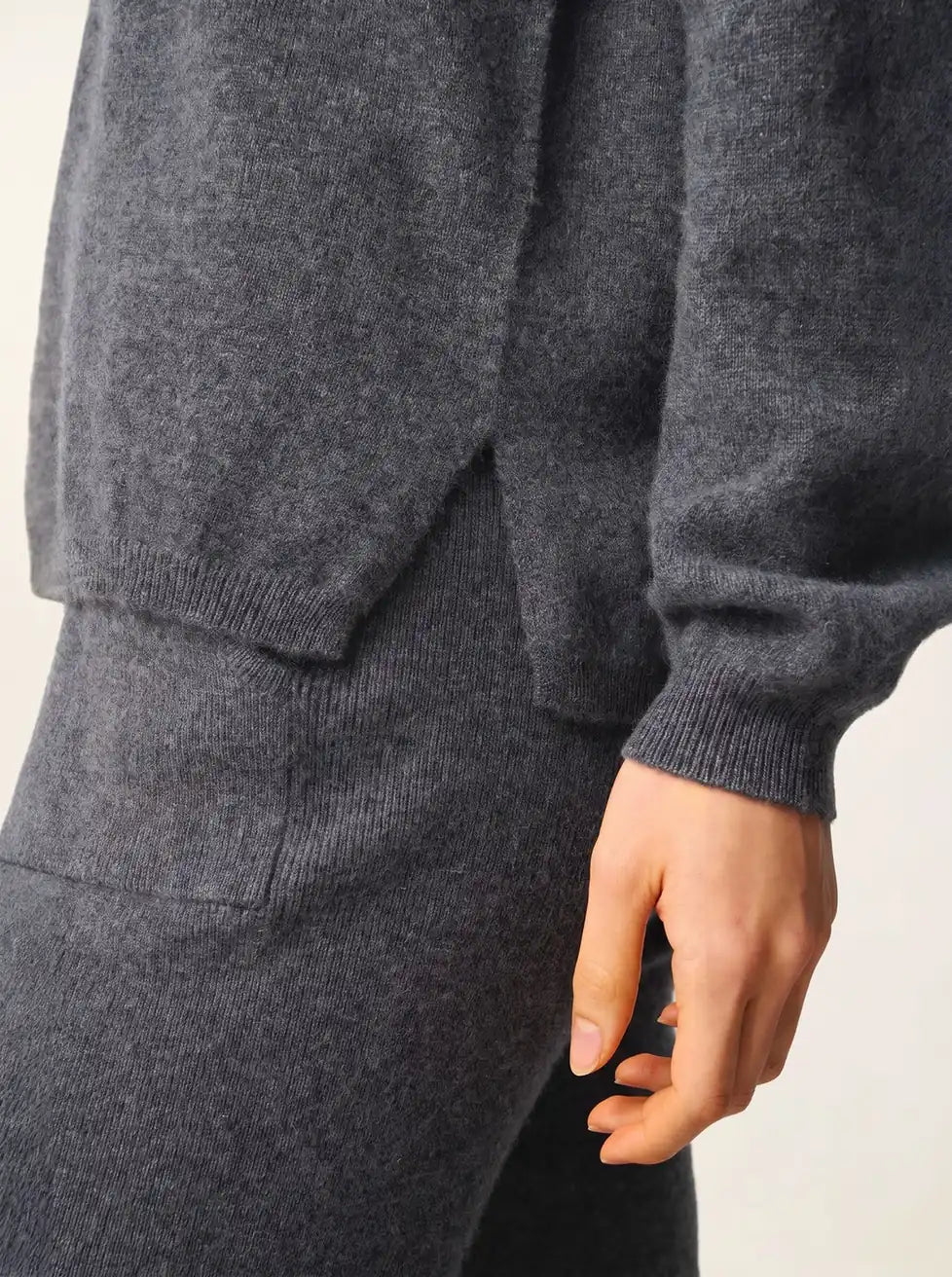 DORTE Pullover mit Kapuze Anthrazit meliert