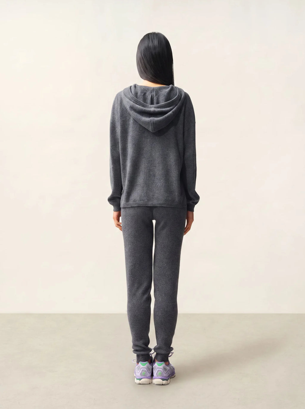 DORTE Pullover mit Kapuze Anthrazit meliert
