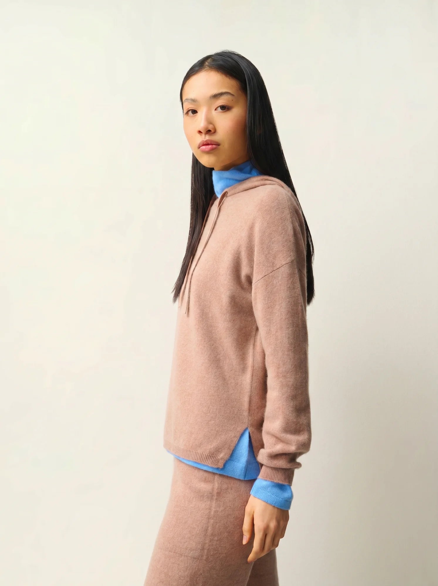 DORTE pull capuche camel chiné
