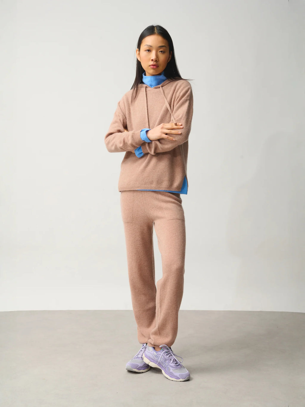 DORTE pull capuche camel chiné